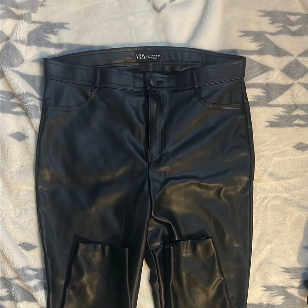 Zara Black Faux Leather Leggings